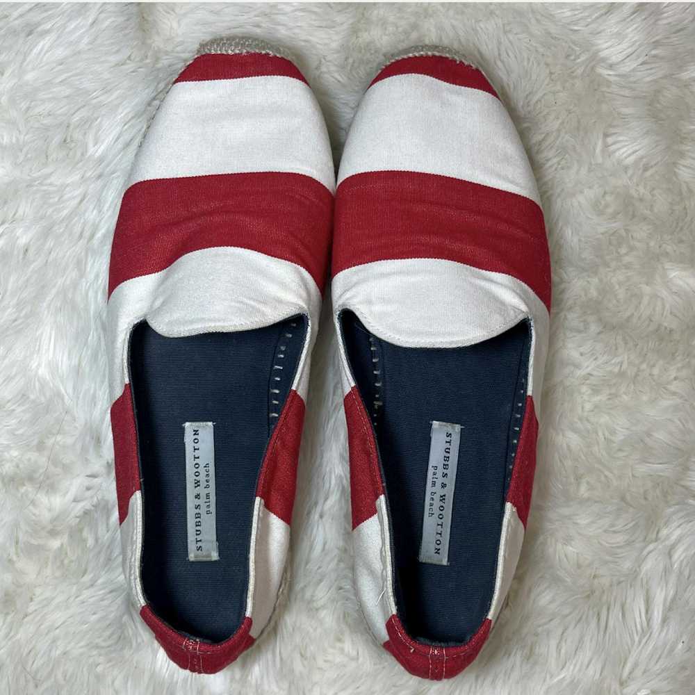 Stubbs & Wootton Red and White Striped Espadrilles - image 2