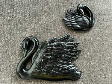 Designer Pottery wall Art- Swans one large one sm… - image 1