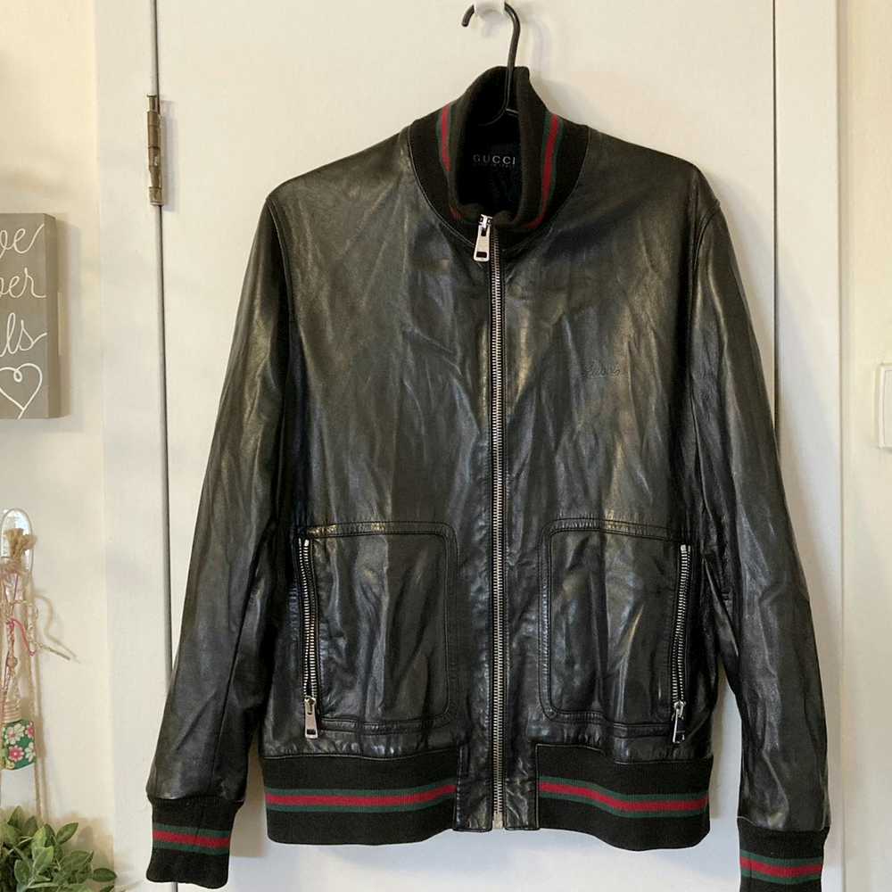 Gucci GUCCI Black Lamb Leather Bomber Jacket MEN … - image 1