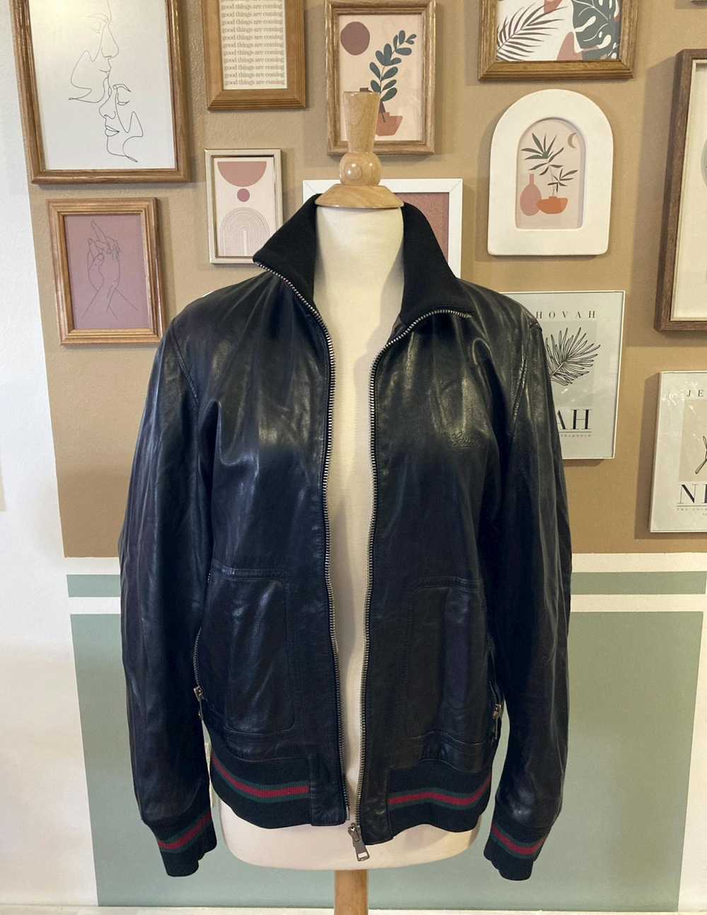 Gucci GUCCI Black Lamb Leather Bomber Jacket MEN … - image 2