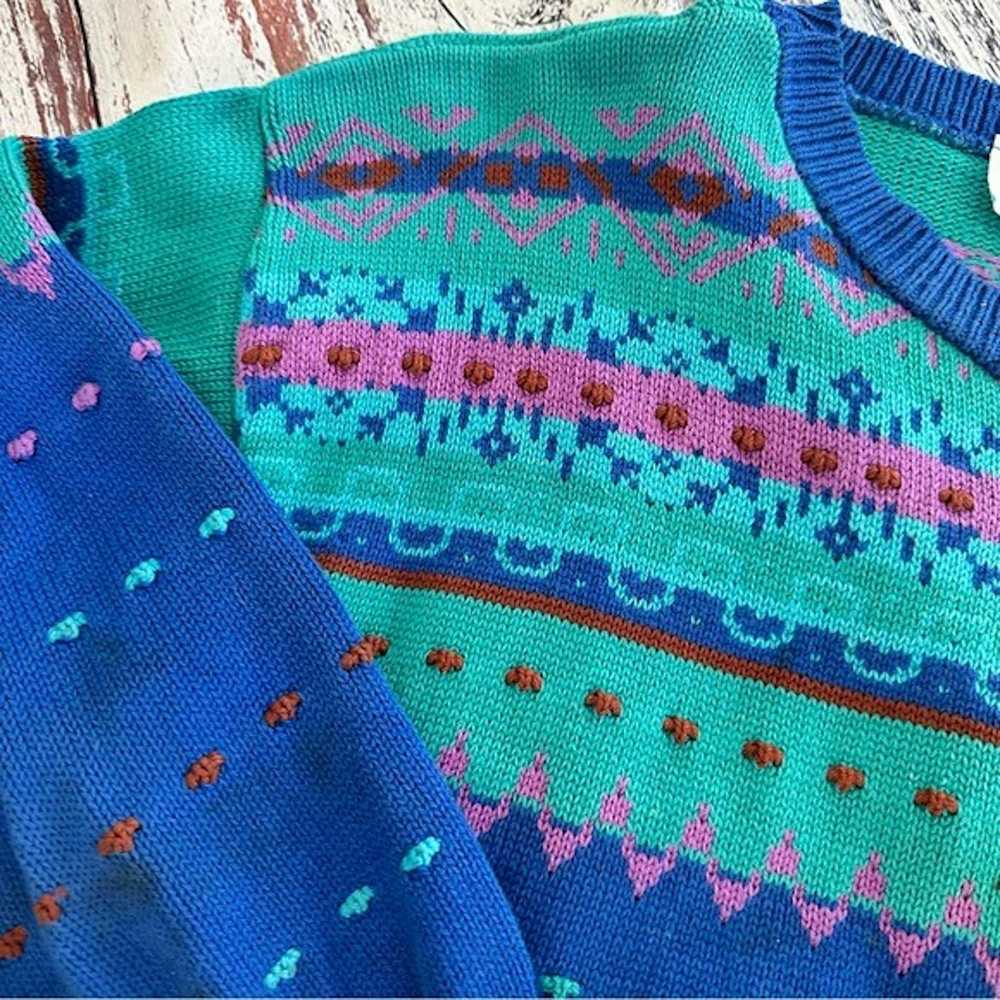 Vintage Vintage Cotton Knit Vibrant Colorful Funk… - image 2