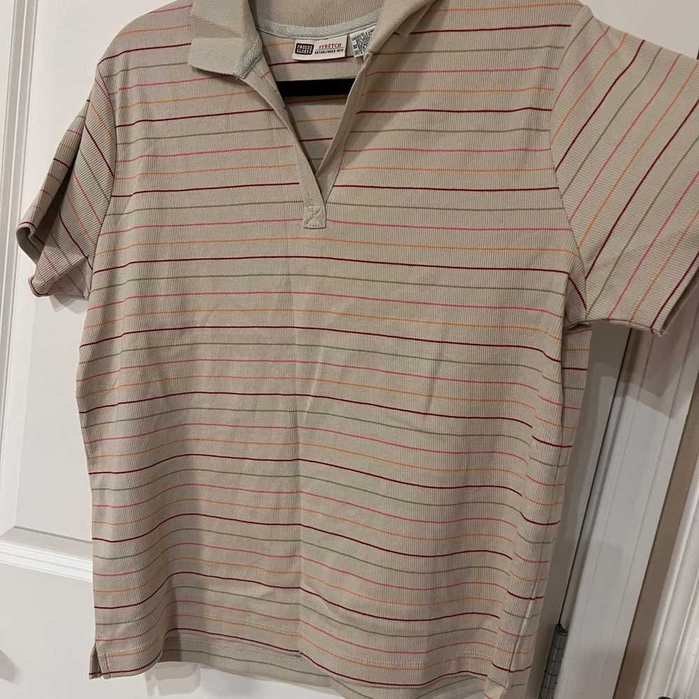 VTG Faded Glory Colorful Striped Polo Womens XL - image 2