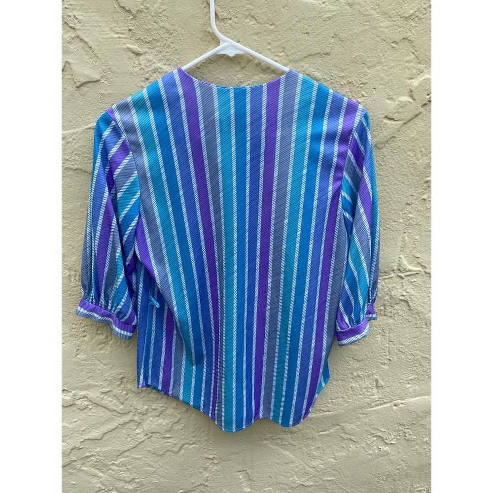 Vintage 80s vertical striped colorful blouse for … - image 4