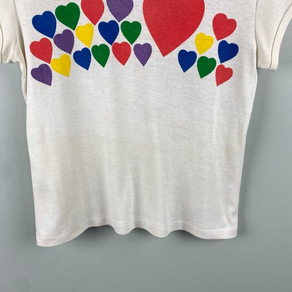 Vintage 80s Novelty Rainbow Heart Graphic babydol… - image 5