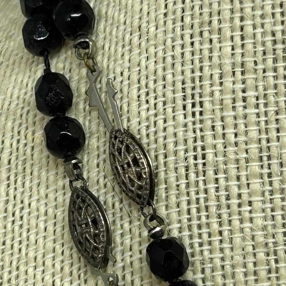 Vintage Art Deco Flapper Black Necklace with Brac… - image 6