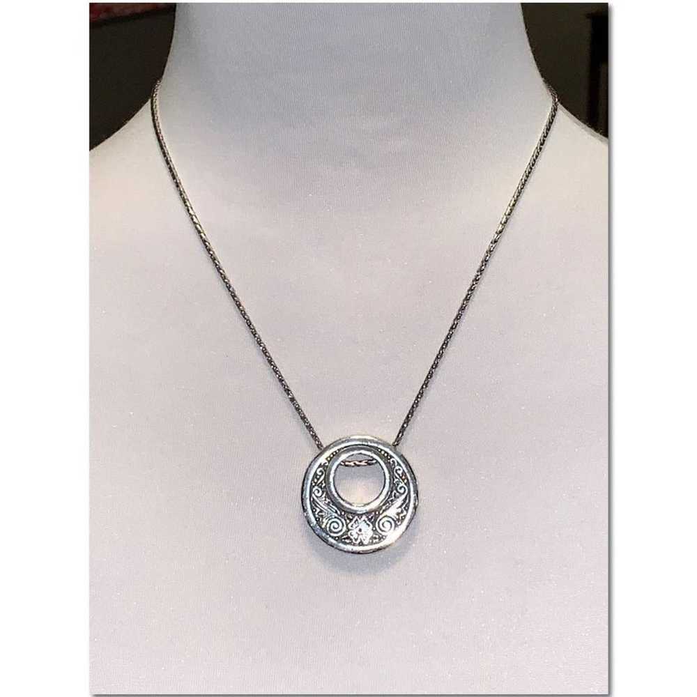 Brighton Silver Scroll Disc Pendant Necklace Pre-… - image 2