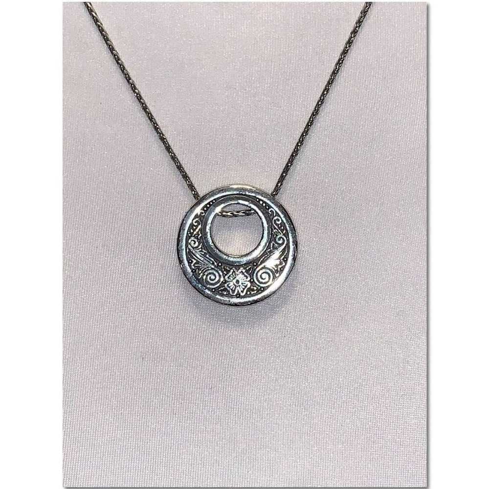 Brighton Silver Scroll Disc Pendant Necklace Pre-… - image 3