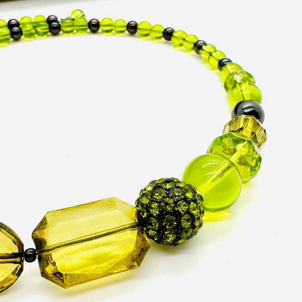 Green Glass Rhinestone Statement Necklace - image 10