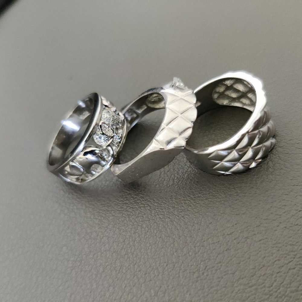 14k White Gold Over 925 Sterling Silver Rings Lot - image 4