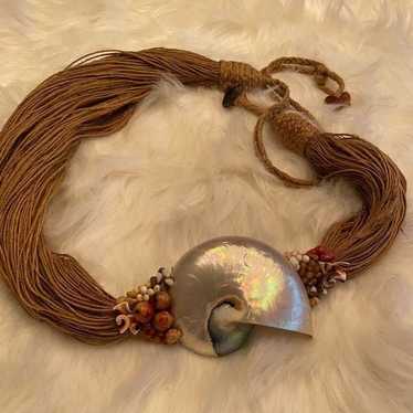 Vintage Seashell tweed belt size medium (32.5") - image 1
