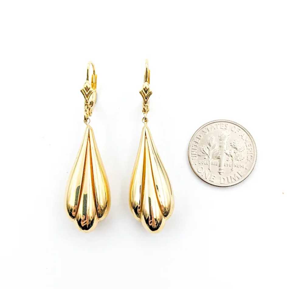 Vintage Puffy Dangle Earrings In Yellow Gold - image 6