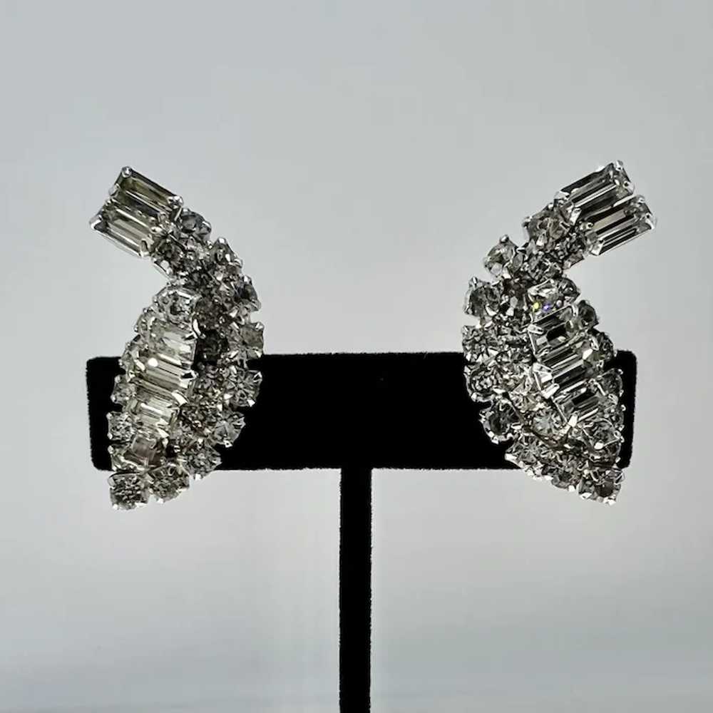 Gorgeous Kramer Clear Rhinestone Clip Earrings - image 6