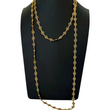 Superb Antique French Gold Love Knot Long Chain