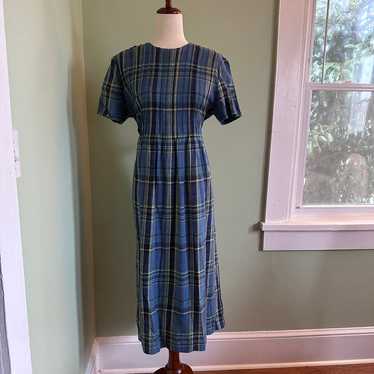 Vintage 90s Positive Attitude Linen Blue Plaid Ma… - image 1