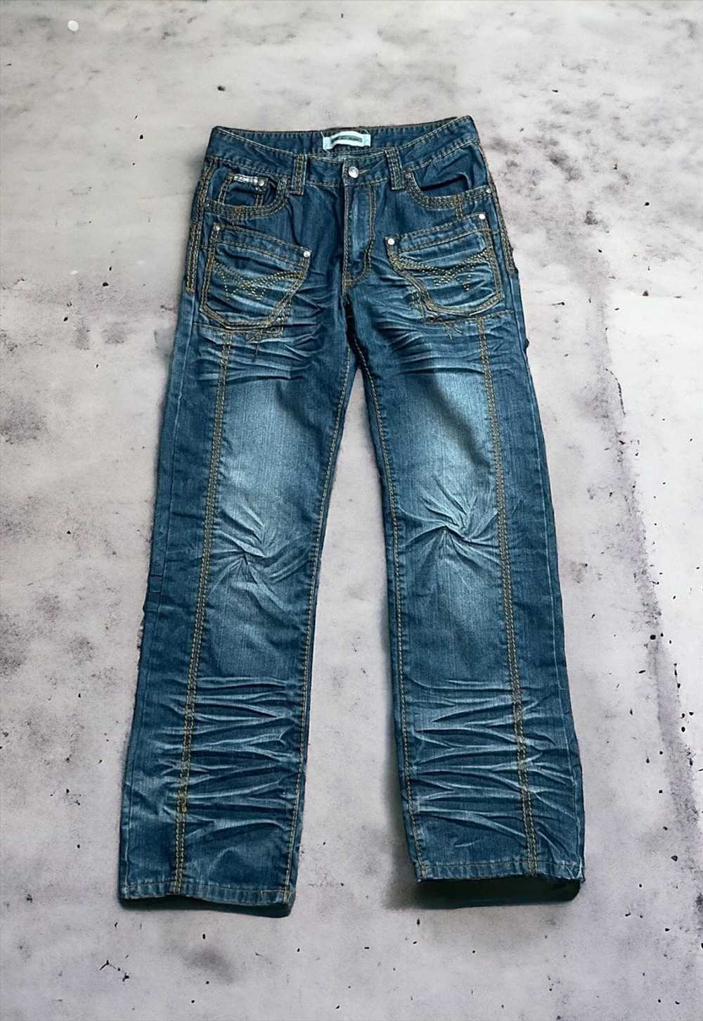 Vintage Mens Baggy Structured Denim Jeans - image 1