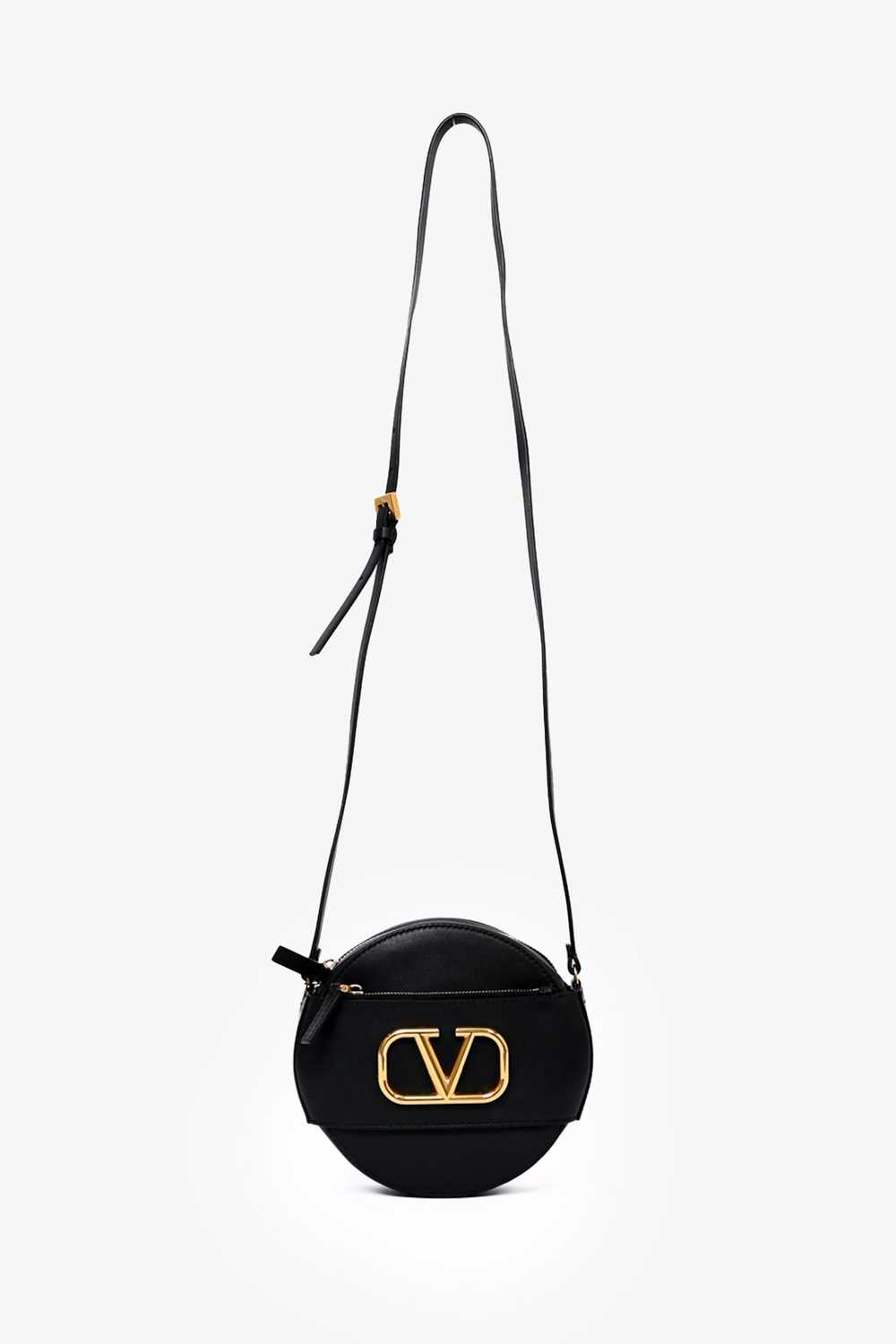 Valentino Black Leather Round V-Logo Crossbody Bag - image 11