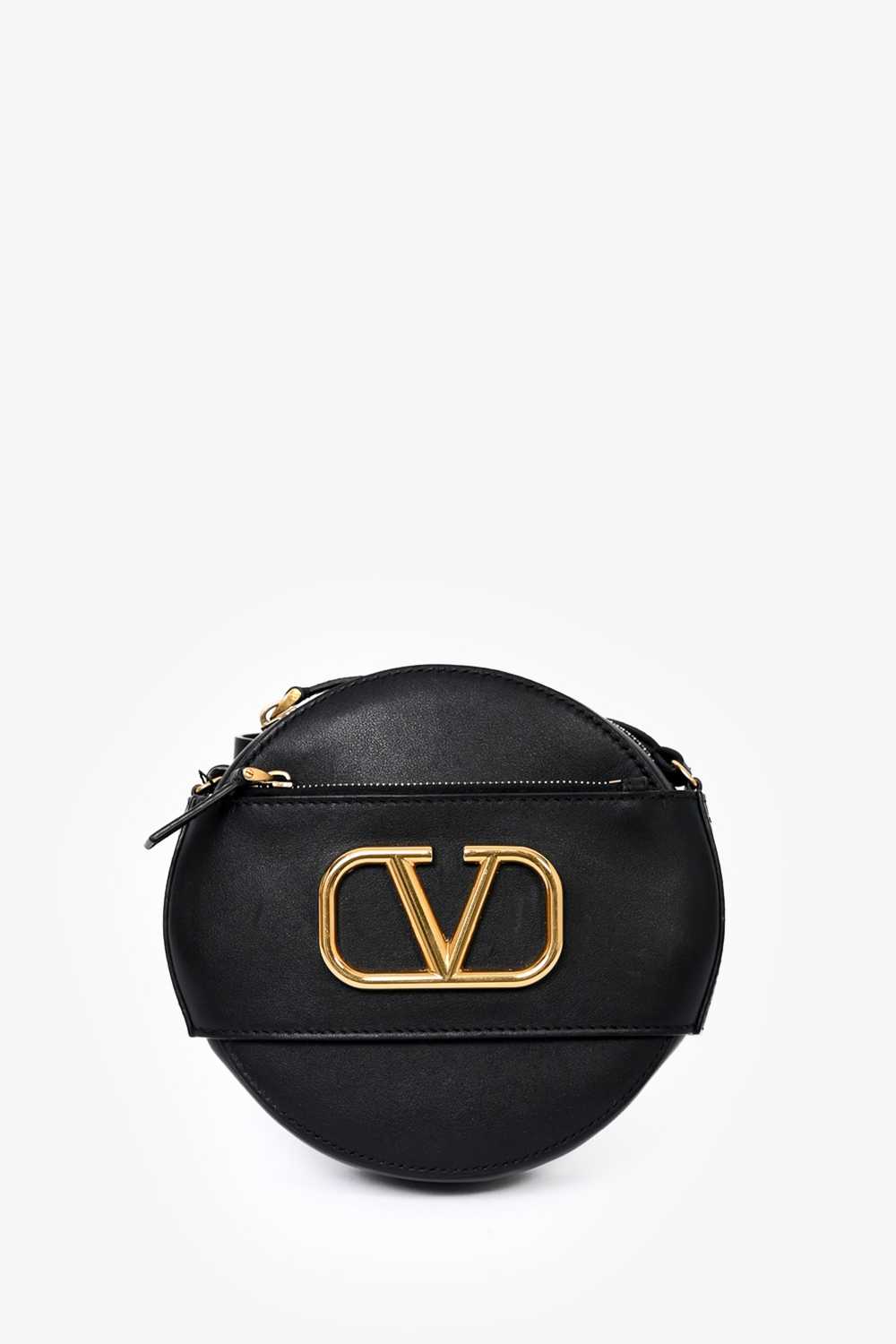 Valentino Black Leather Round V-Logo Crossbody Bag - image 5