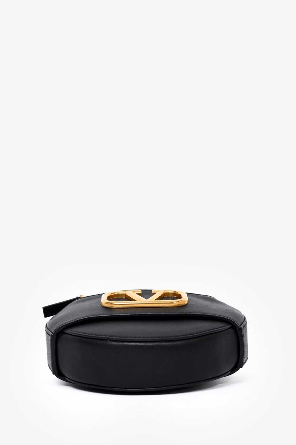 Valentino Black Leather Round V-Logo Crossbody Bag - image 9