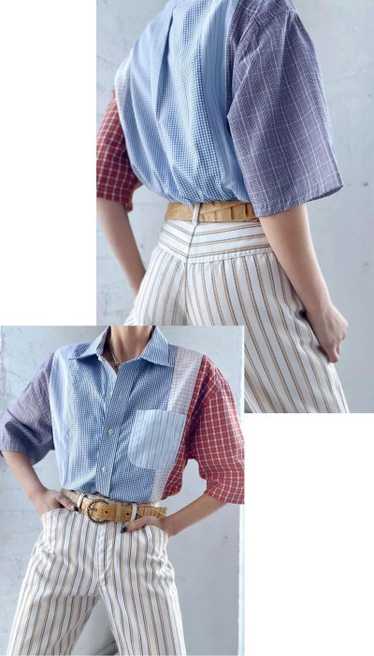 upcycled patchwork crop shirt