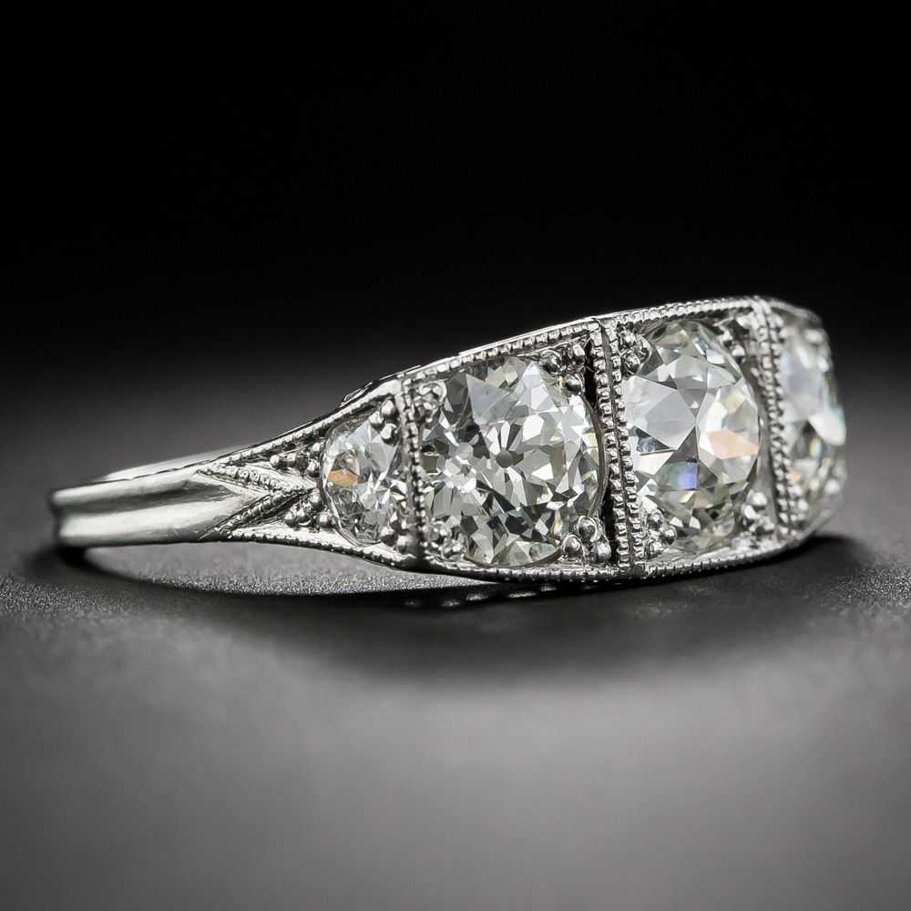 Art Deco Three-Stone Diamond Ring - image 2