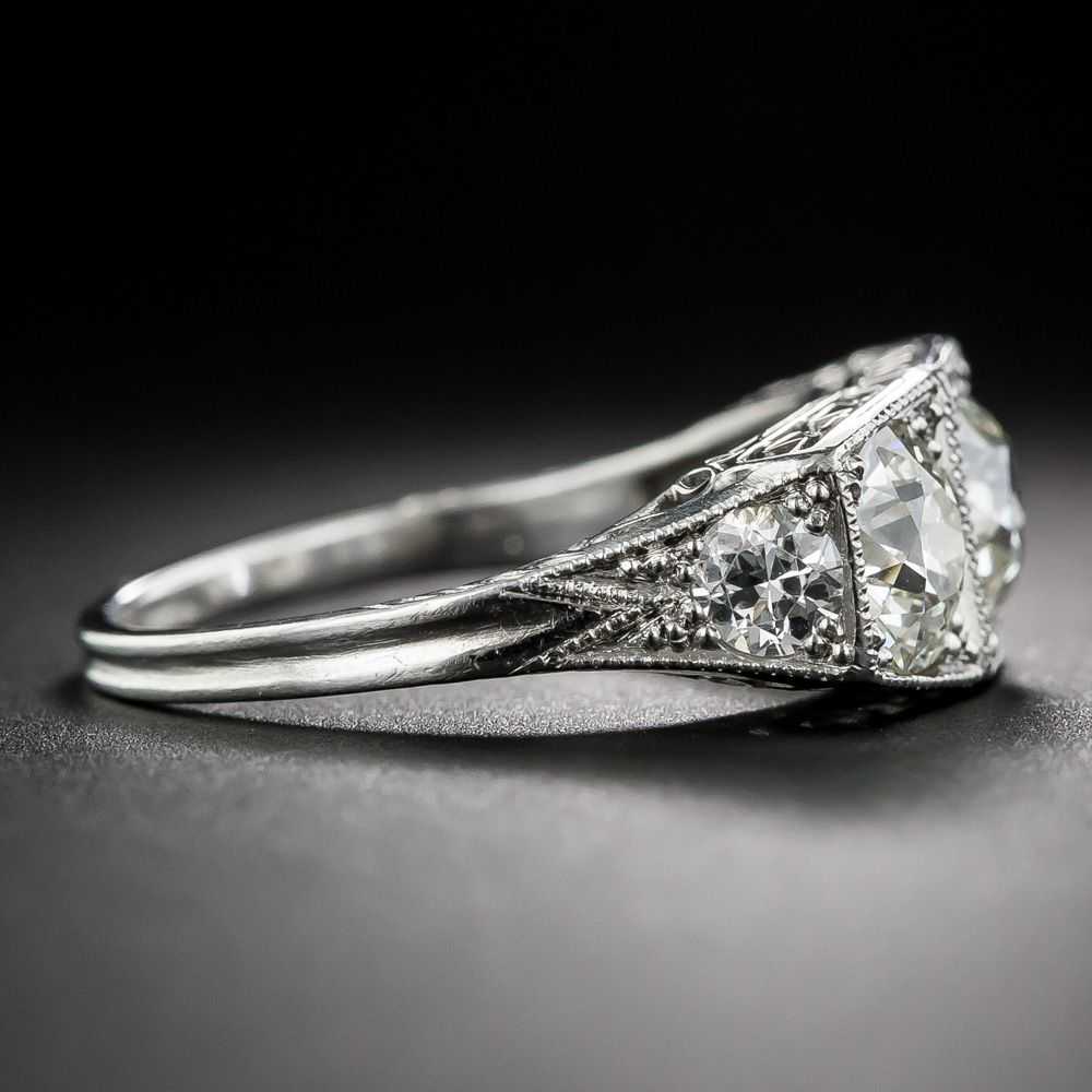 Art Deco Three-Stone Diamond Ring - image 3