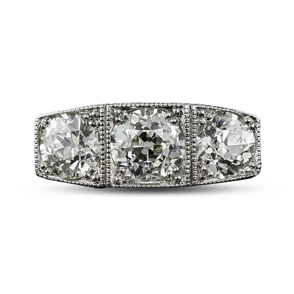 Art Deco Three-Stone Diamond Ring - image 5