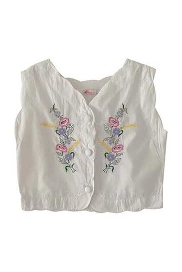 Cotton top - Top embroidered flowers Tank top / C… - image 1