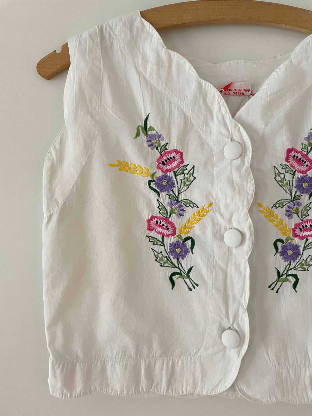 Cotton top - Top embroidered flowers Tank top / C… - image 2