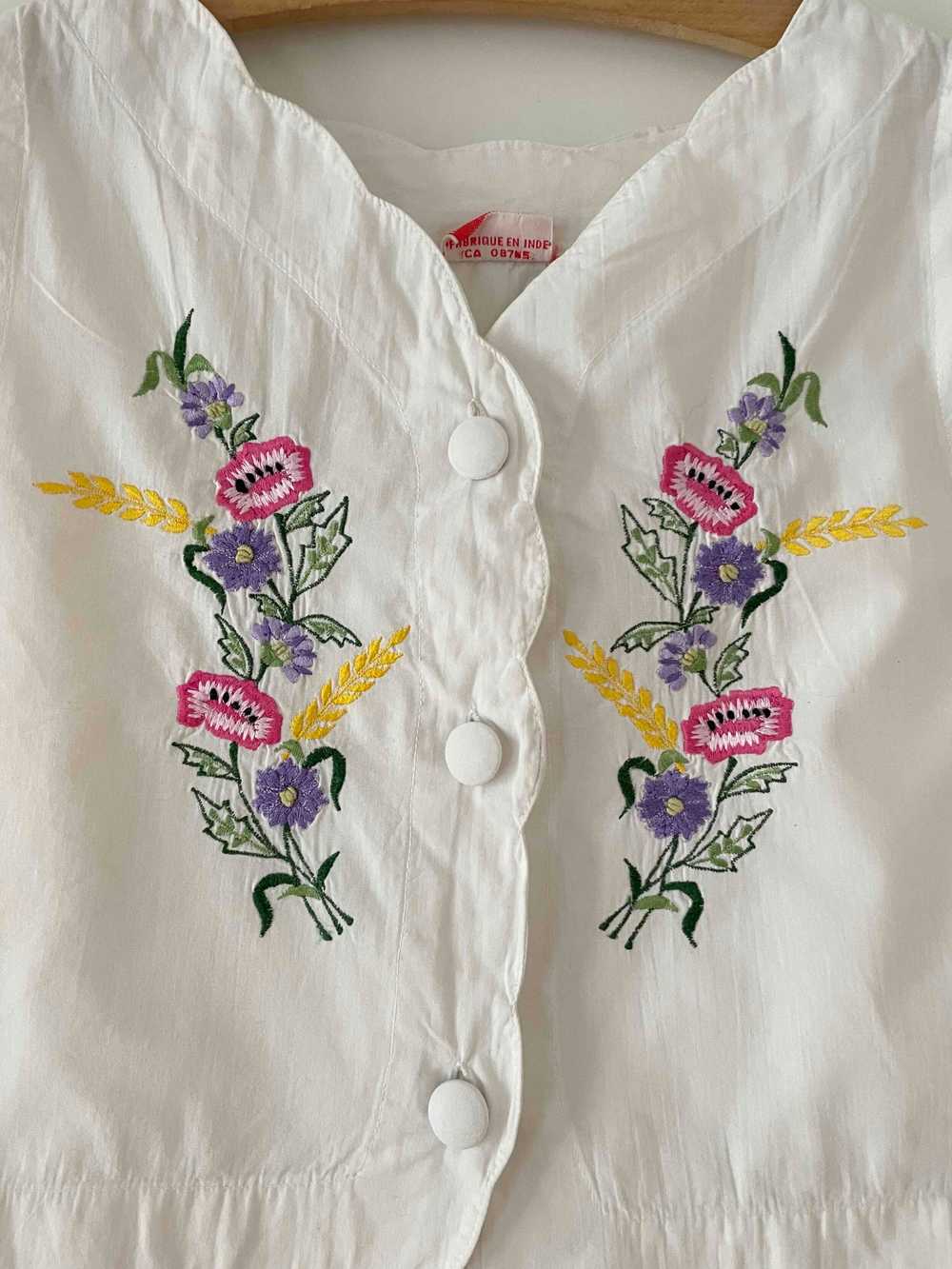 Cotton top - Top embroidered flowers Tank top / C… - image 3