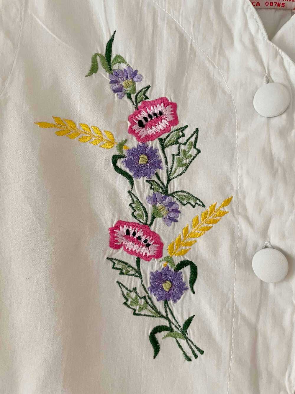 Cotton top - Top embroidered flowers Tank top / C… - image 4