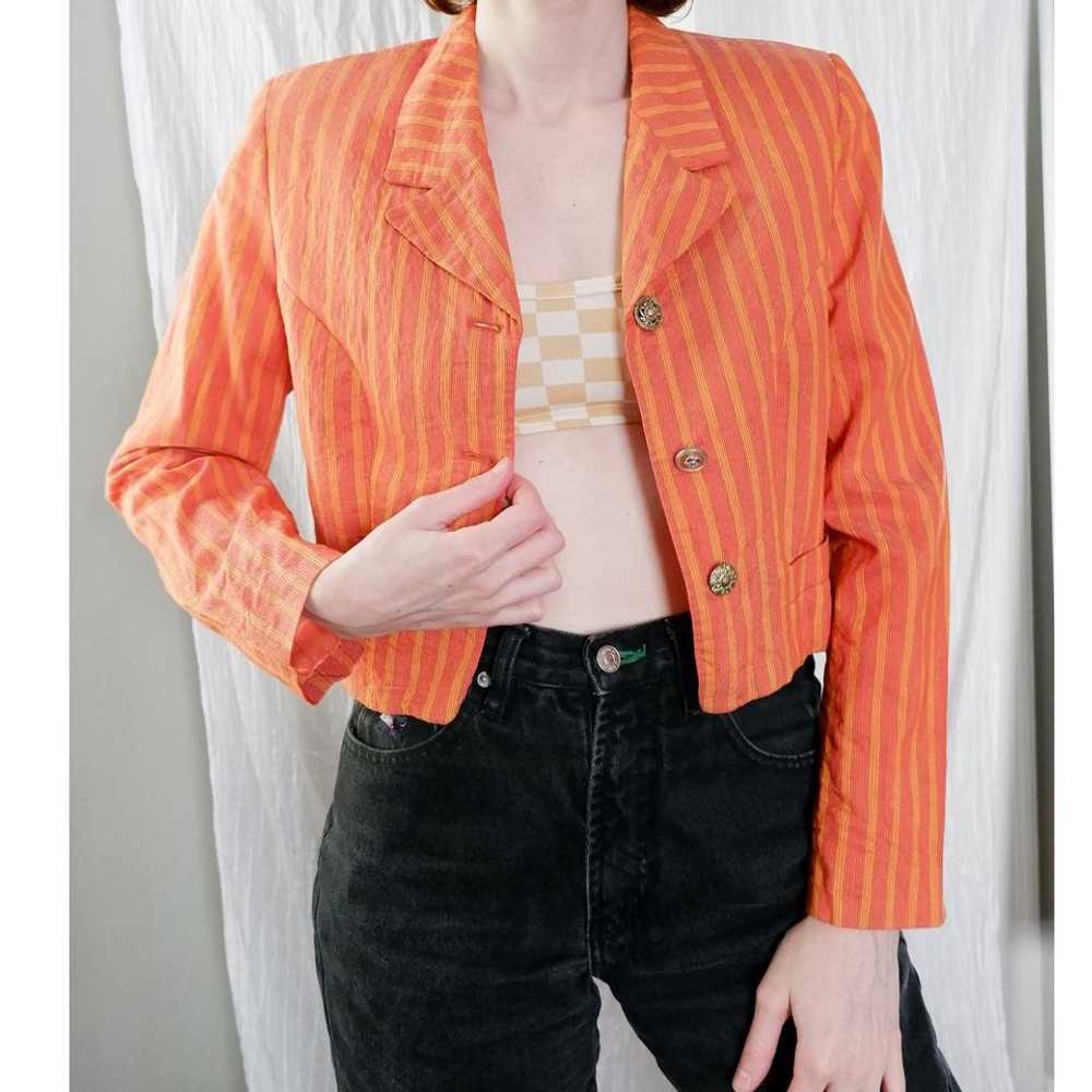 Julio Sport 90s orange striped cropped jacket (XS) - image 1