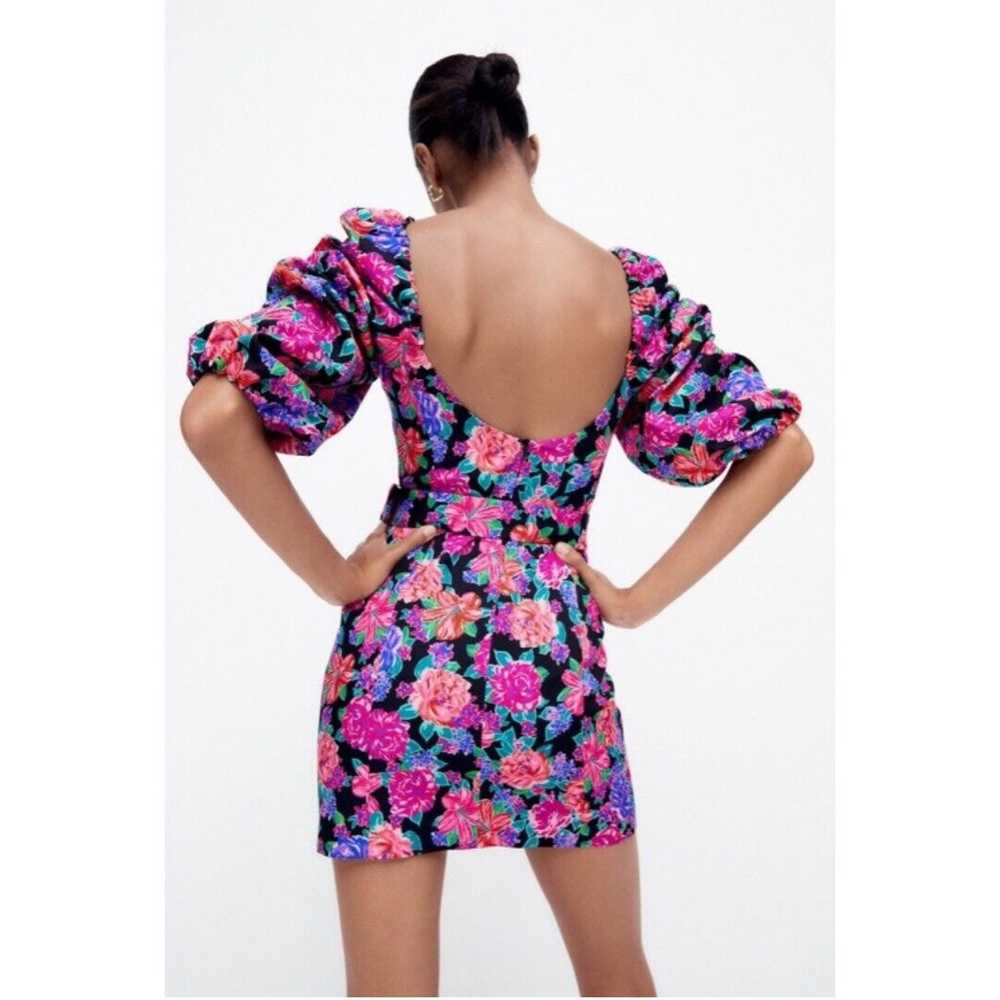Zara Puff Sleeve Floral Mini Dress - image 2