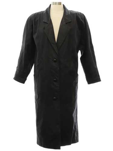 1980's Avanti Womens Leather Overcoat Trench Coat 