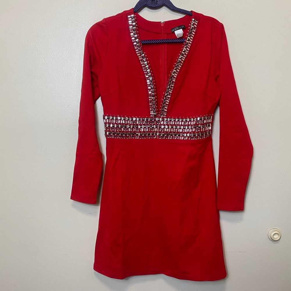 Venus Long Sleeve Jeweled Dress. Red. Size 10. NW… - image 2