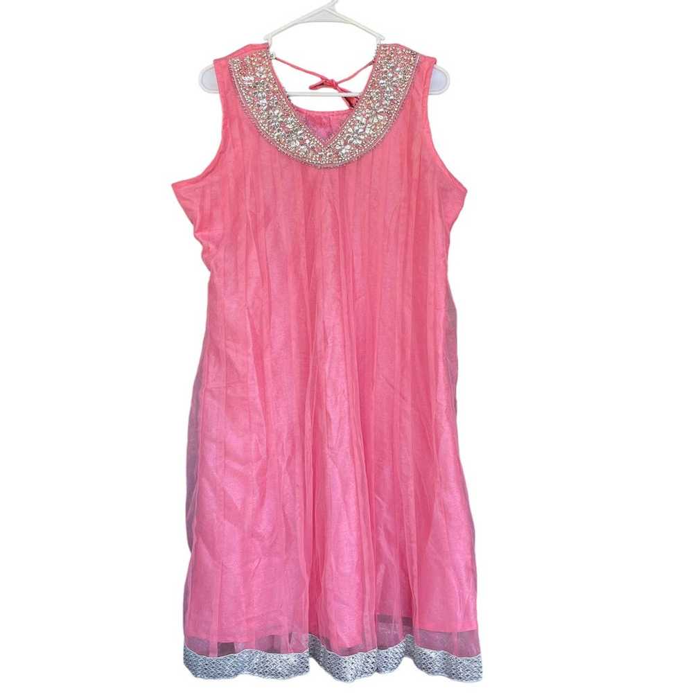 Ethnic Wear Dress Womens XL Kurta Pink Jeweled Sh… - image 1