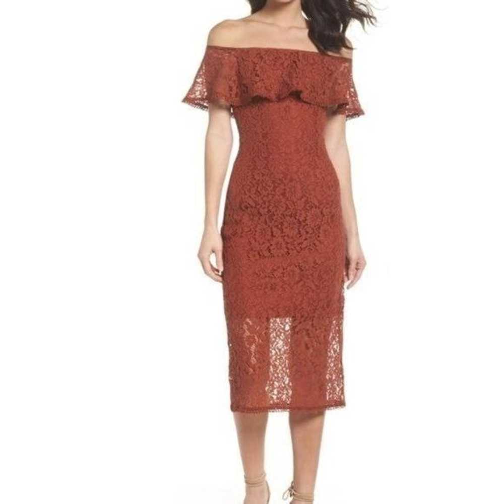 NSR Lace off shoulder midi dress cinnabar med - image 1