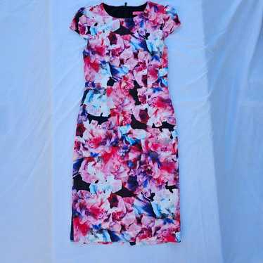 Betsey Johnson Cap Sleeve Floral Midi Sheath Dres… - image 1