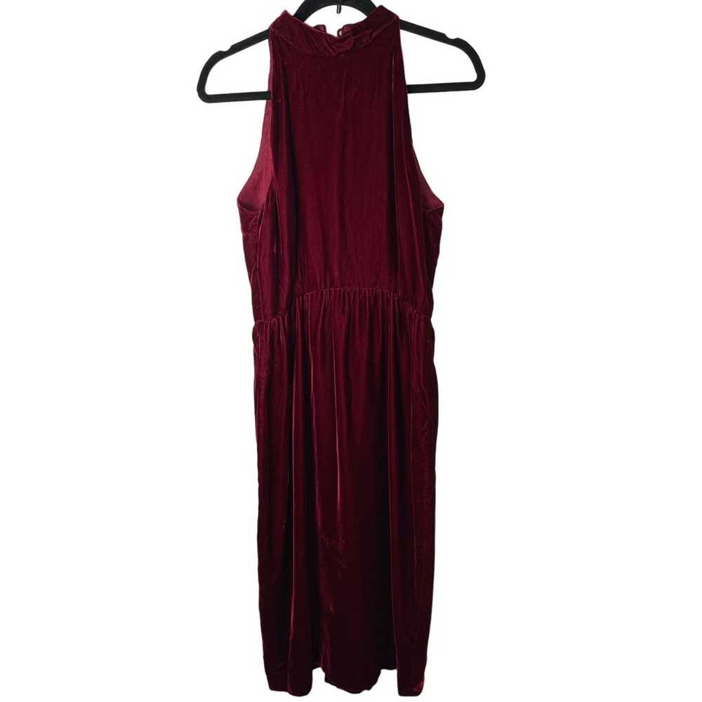 Vintage women’s red velvet midi dress sleeveless … - image 1