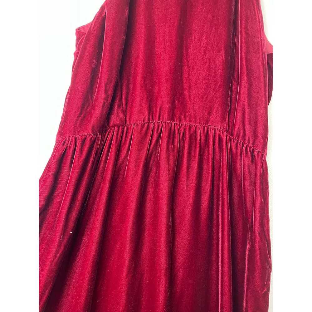 Vintage women’s red velvet midi dress sleeveless … - image 4