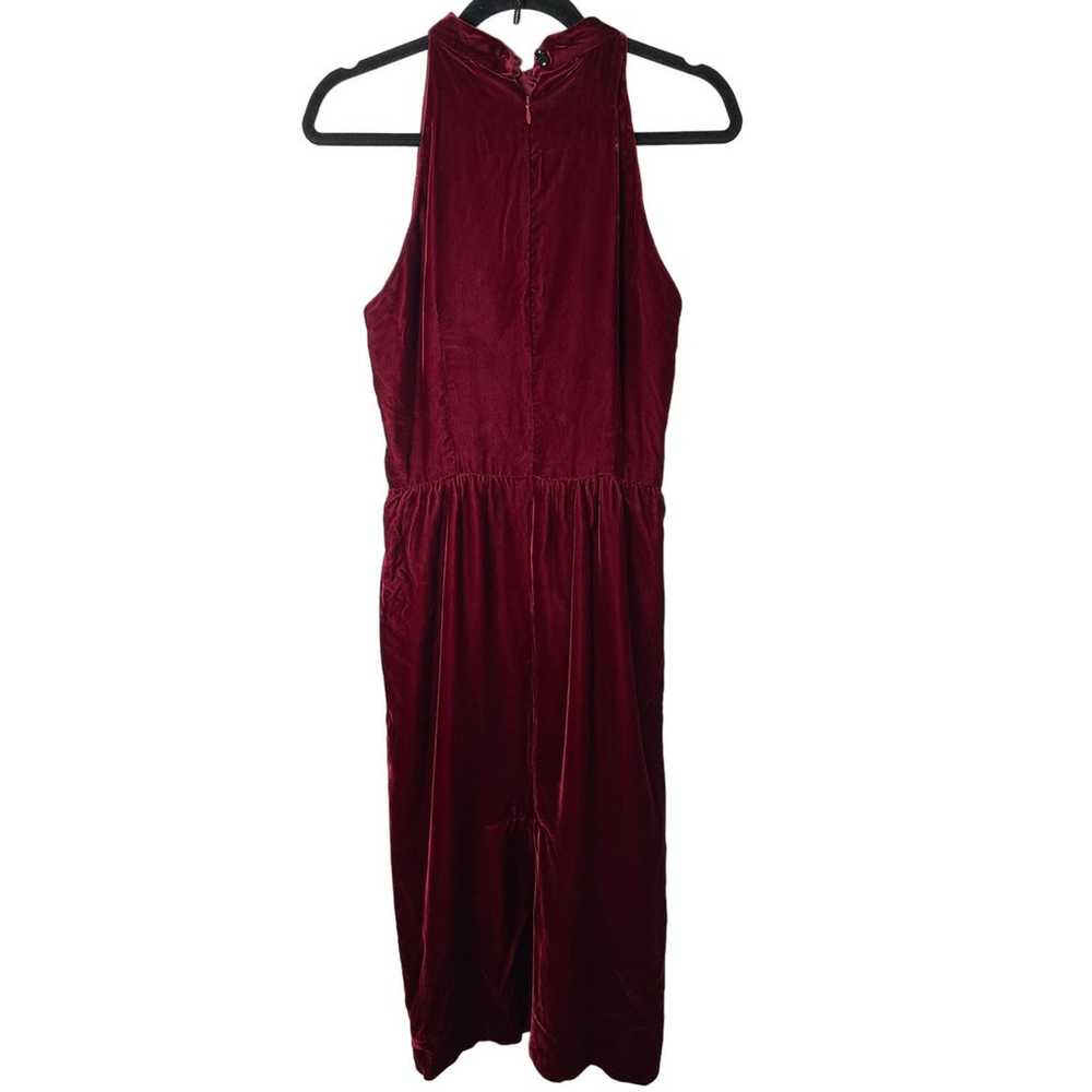 Vintage women’s red velvet midi dress sleeveless … - image 5