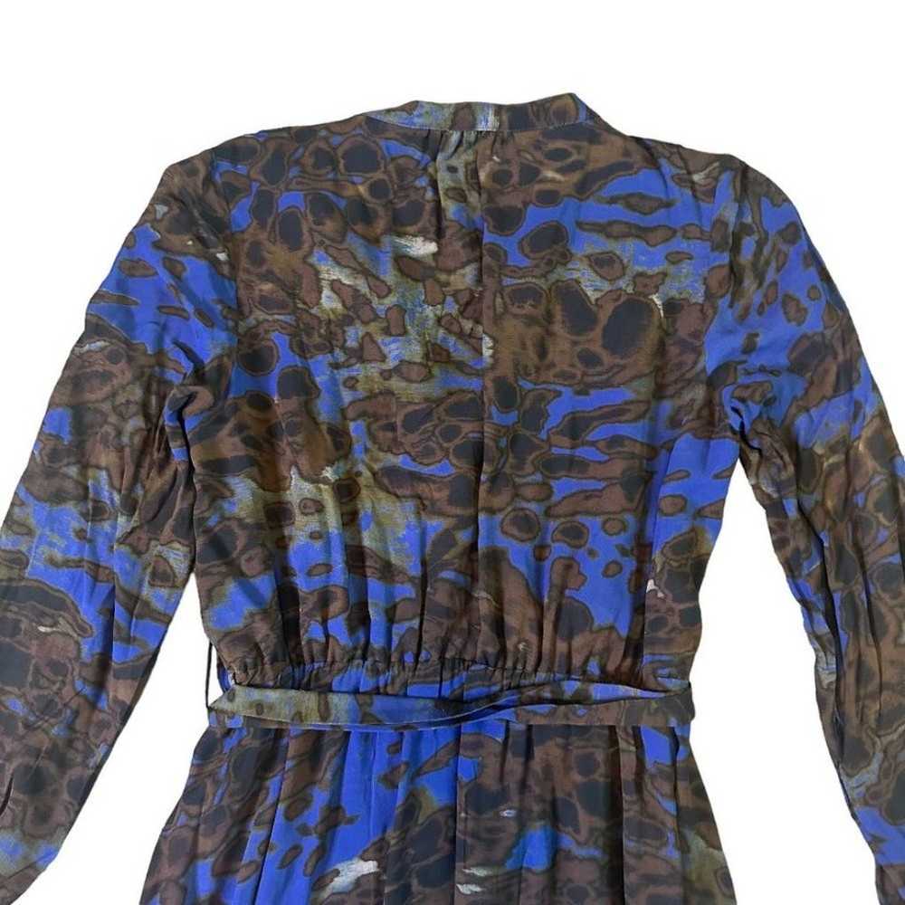 Massimo Dutti Blue Brown Print Maxi Dress w/ Belt… - image 10