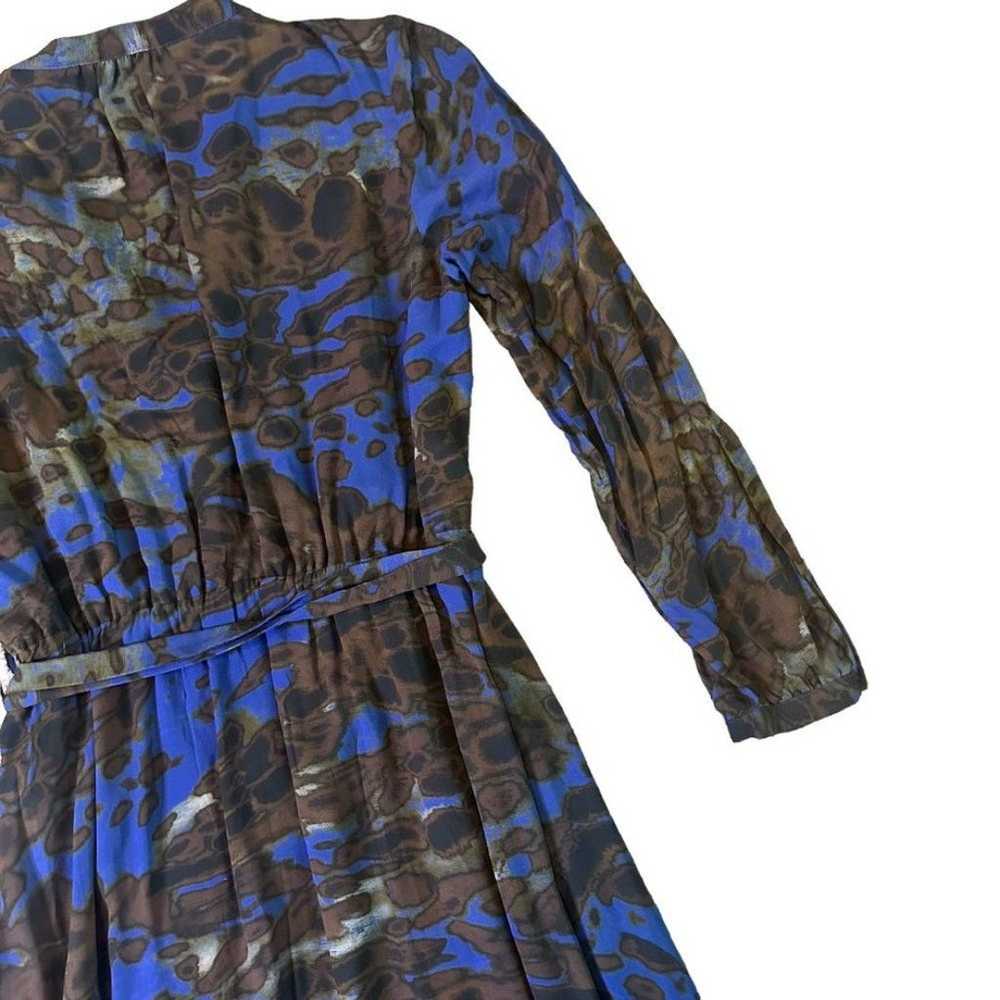 Massimo Dutti Blue Brown Print Maxi Dress w/ Belt… - image 11