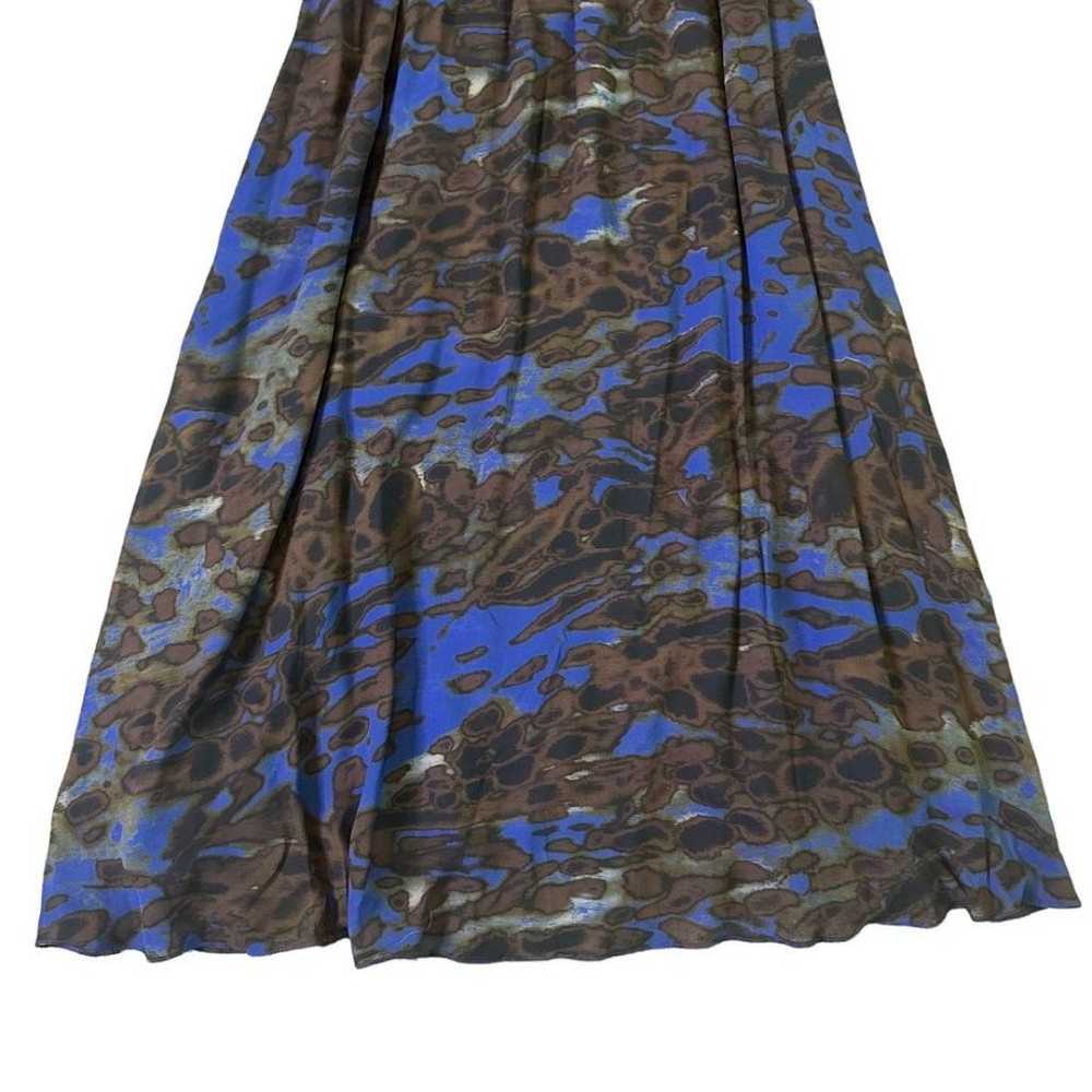 Massimo Dutti Blue Brown Print Maxi Dress w/ Belt… - image 12