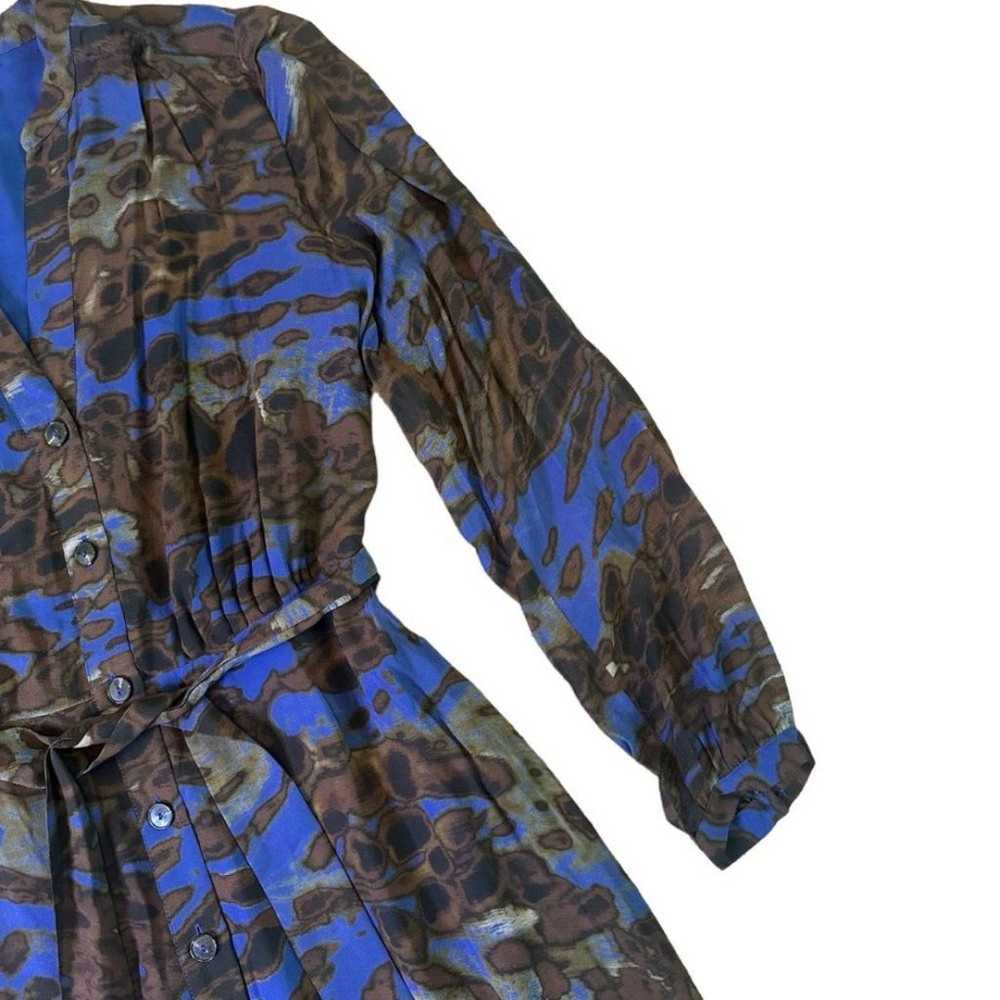 Massimo Dutti Blue Brown Print Maxi Dress w/ Belt… - image 5