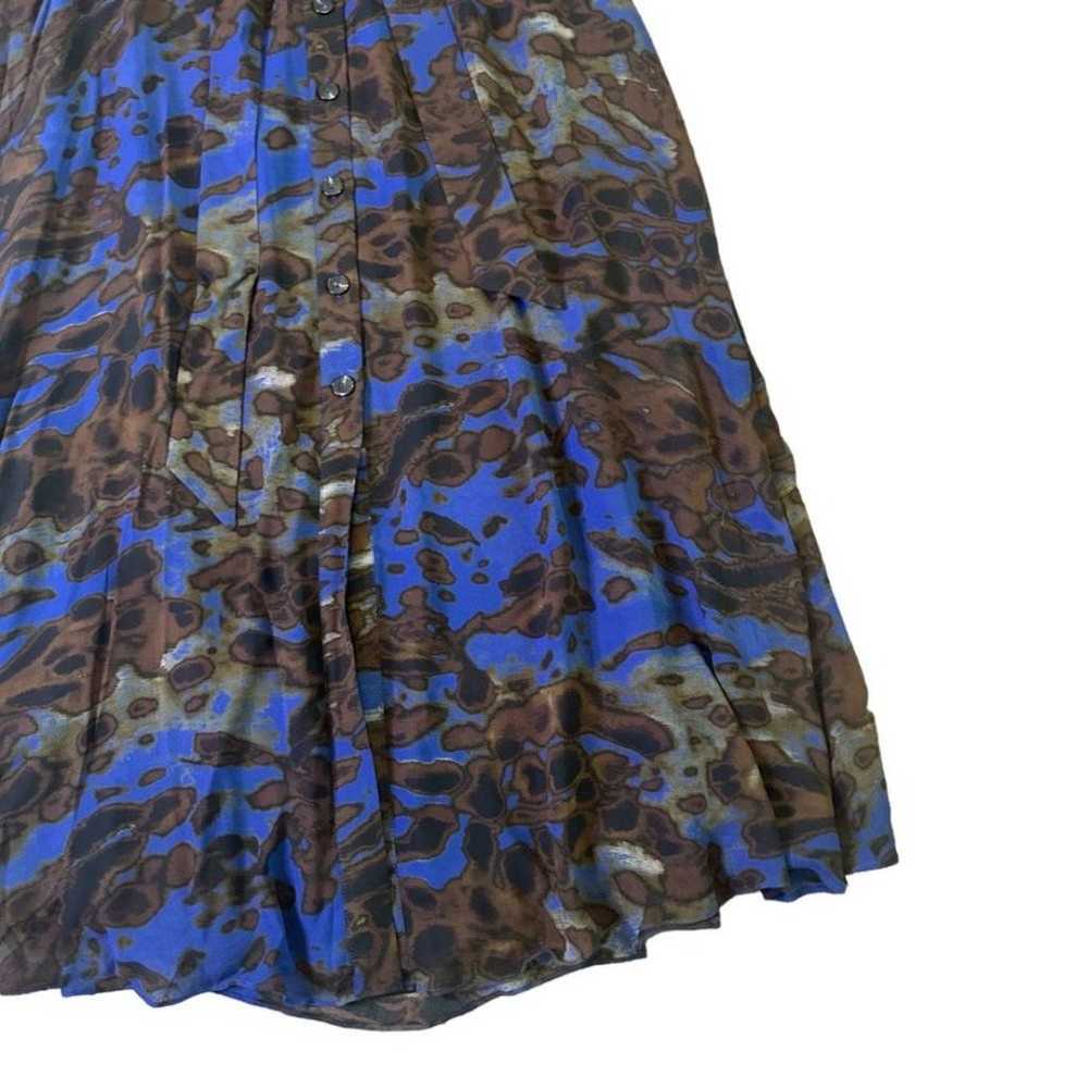 Massimo Dutti Blue Brown Print Maxi Dress w/ Belt… - image 6