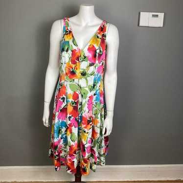 Lauren Ralph Lauren dress size 14 multicolor flow… - image 1