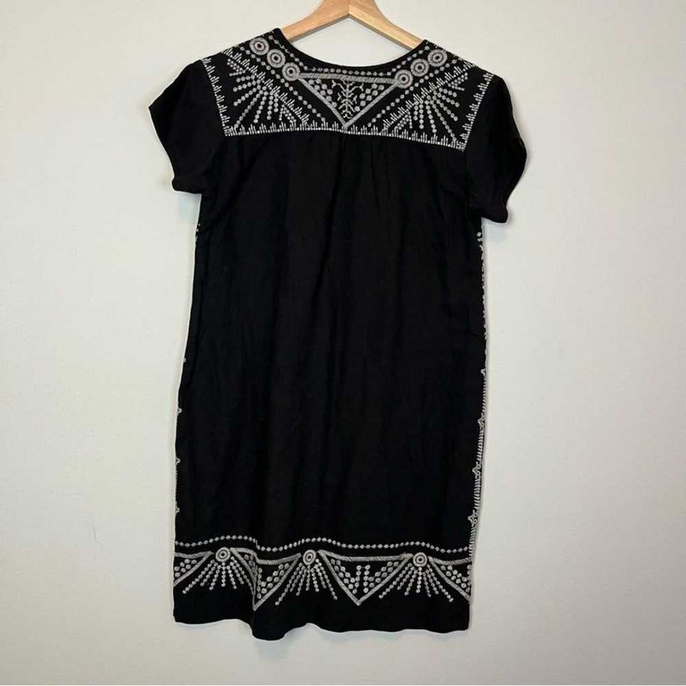 Johnny Was Black White Embroidered Tunic Linen Dr… - image 4