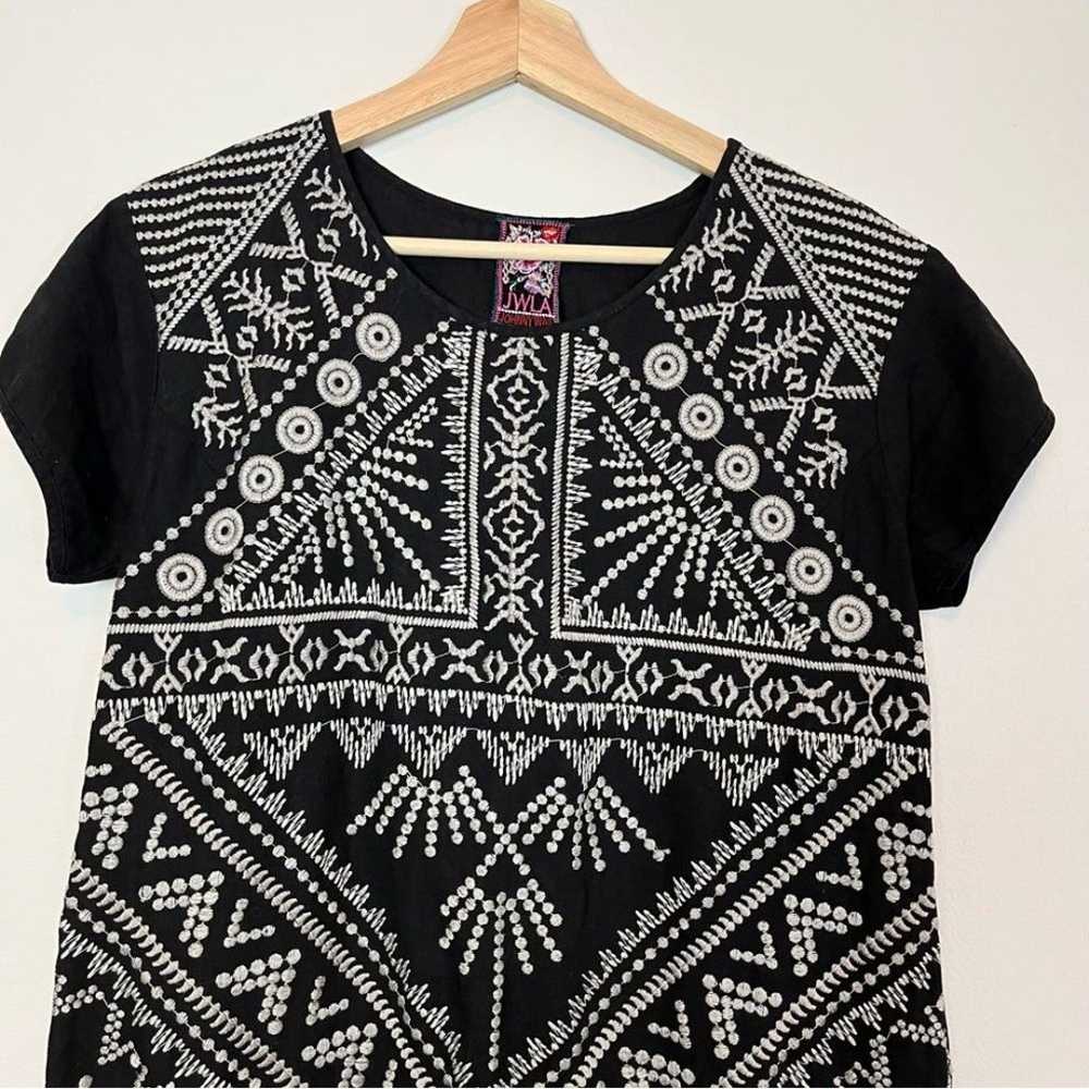Johnny Was Black White Embroidered Tunic Linen Dr… - image 8