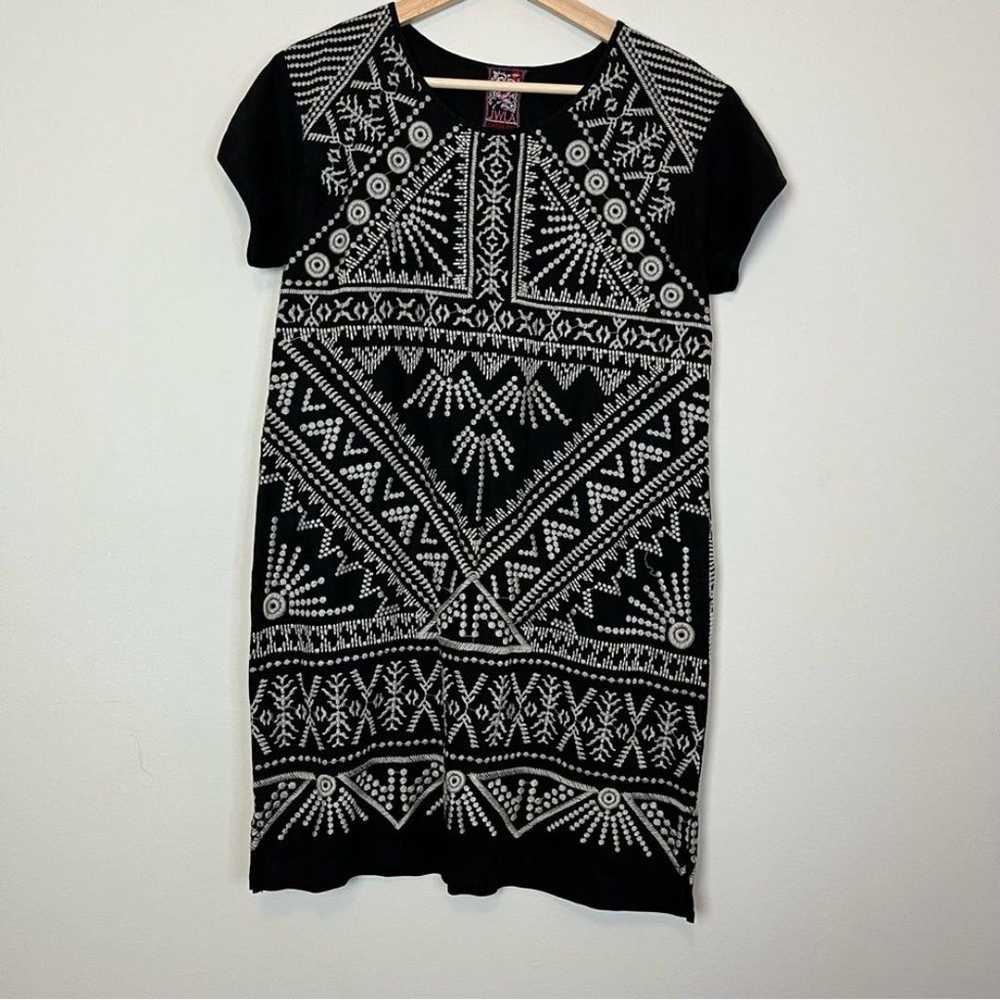 Johnny Was Black White Embroidered Tunic Linen Dr… - image 9