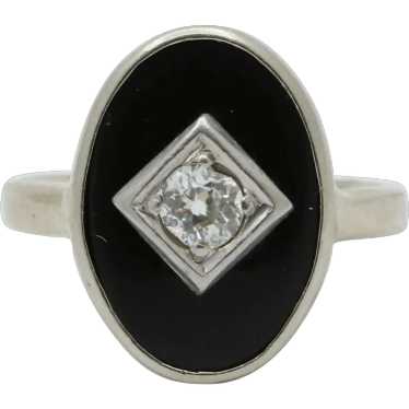 Art Deco Diamond and Onyx Ring - image 1
